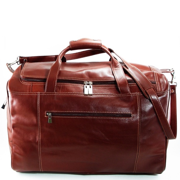 NEW Weekender Travel Bag - genuine italian leather /  Color brown - Picture 2 of 3